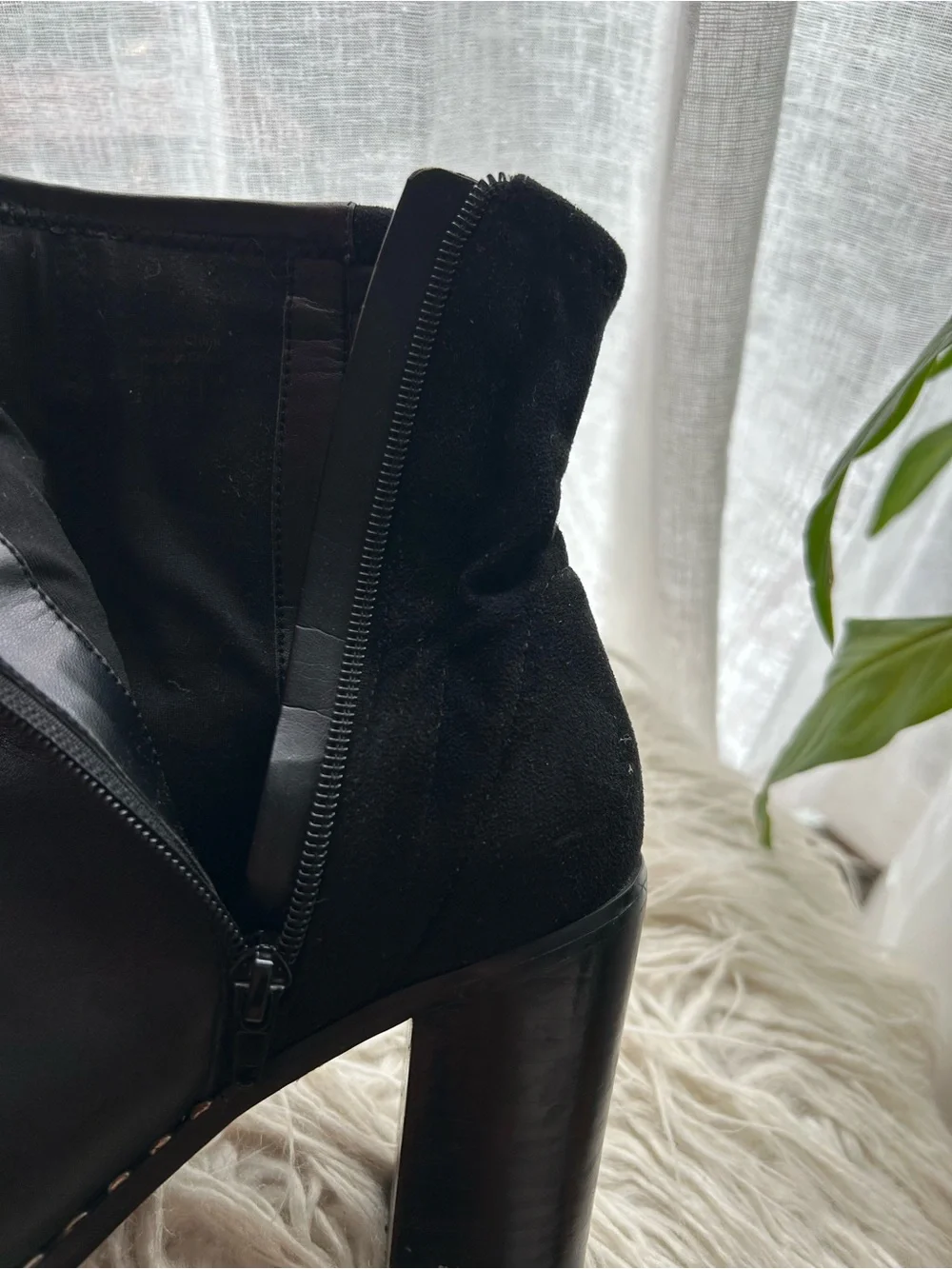 Aldo Loviren black leather & suede western studded pointed toe ankle boots